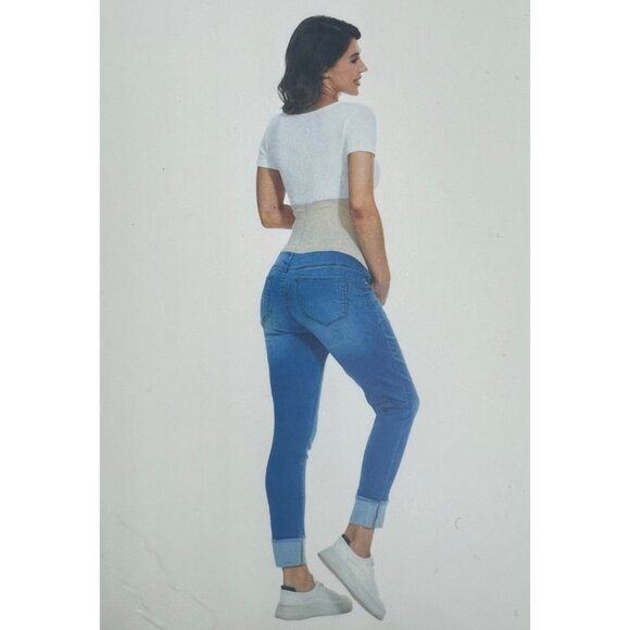 Haute Mama Maternity Curvy Denim Jeans With Stretch Belly Band Size Large - Picture 13 of 14